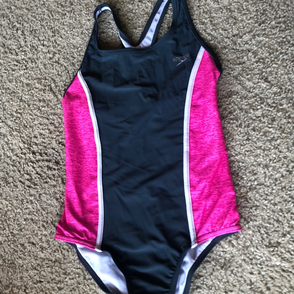 Pink and grey swim suit